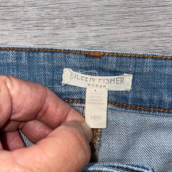 Eileen Fisher Jeans Women’s Plus 16W Wide Leg Cropped Denim Pants Blue Stretch - Picture 4 of 13